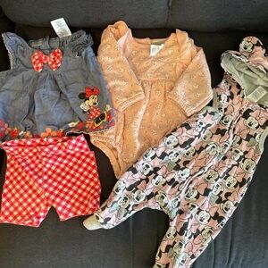 Disney Minnie Mouse Baby Outfit Set - Blue, Red, Pink